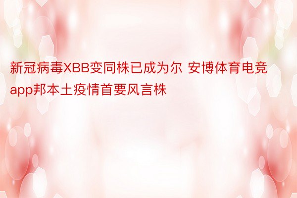 新冠病毒XBB变同株已成为尔 安博体育电竞app邦本土疫情首要风言株