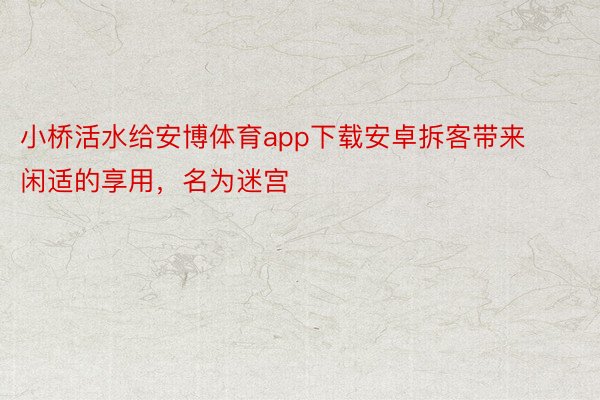 小桥活水给安博体育app下载安卓拆客带来闲适的享用，名为迷宫