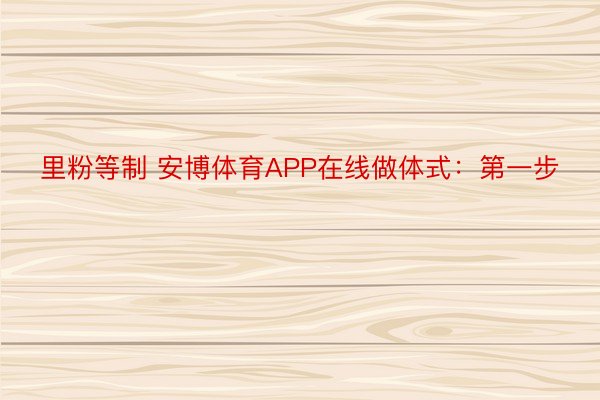 里粉等制 安博体育APP在线做体式：第一步